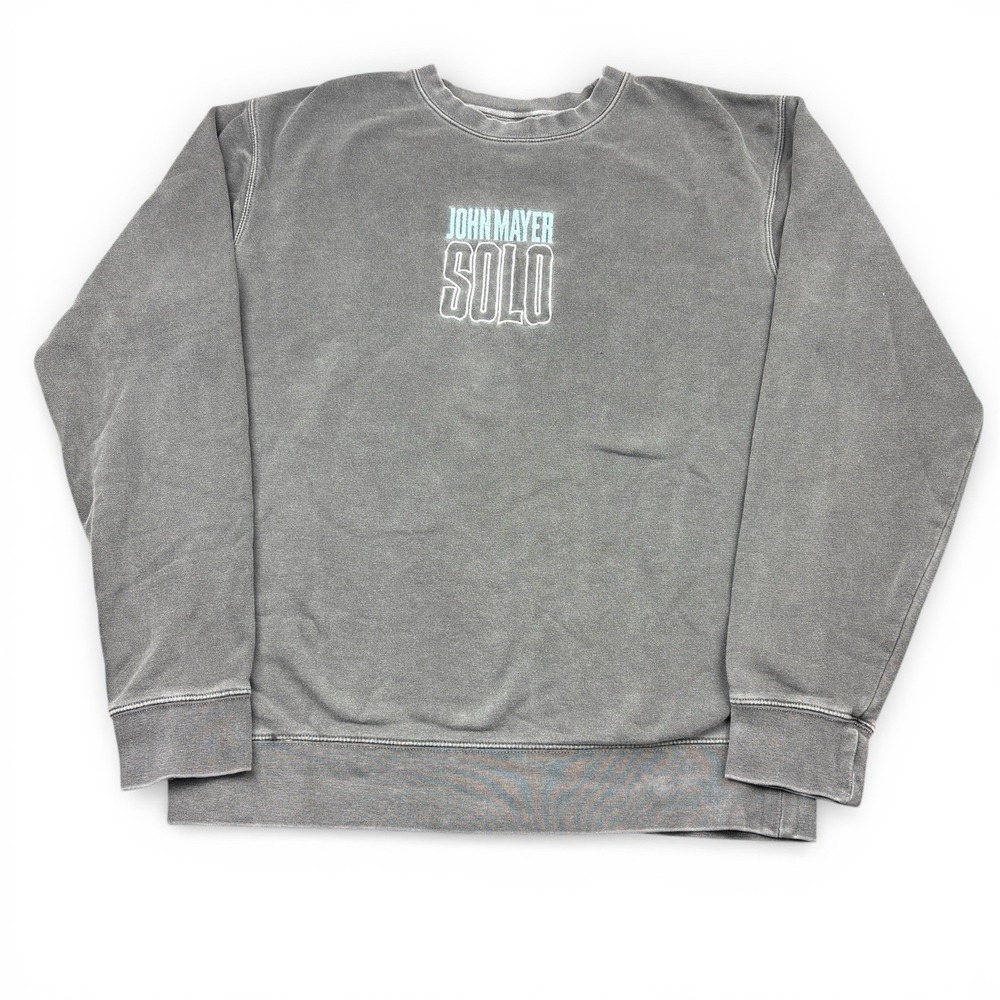 John Mayer Solo Tour Embroidered 2023 Crewneck Sweatshirt Medium Gray Concert